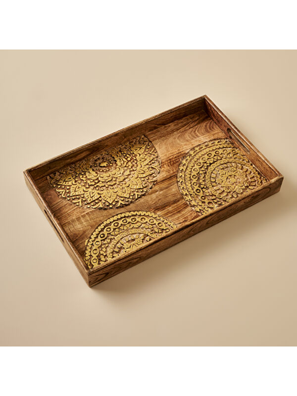 Bella Maison Cera Dekoratif Tepsi Naturel (32x3,5x50 cm)