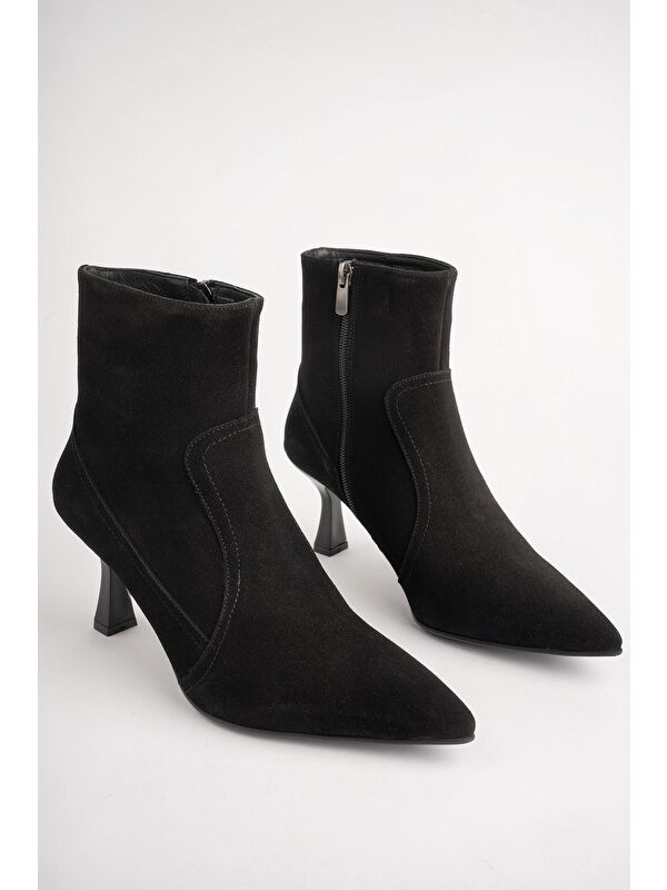 NATALİE Hakiki Deri Sivri Burun Fermuarlı İnce Topuklu Kadın Bot - Görsel 3