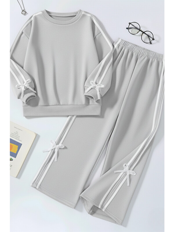 My Kids Wear Kız Çocuk Çift Şerit Kurdele Eşofman Takımı 4-16 Yaş 12144