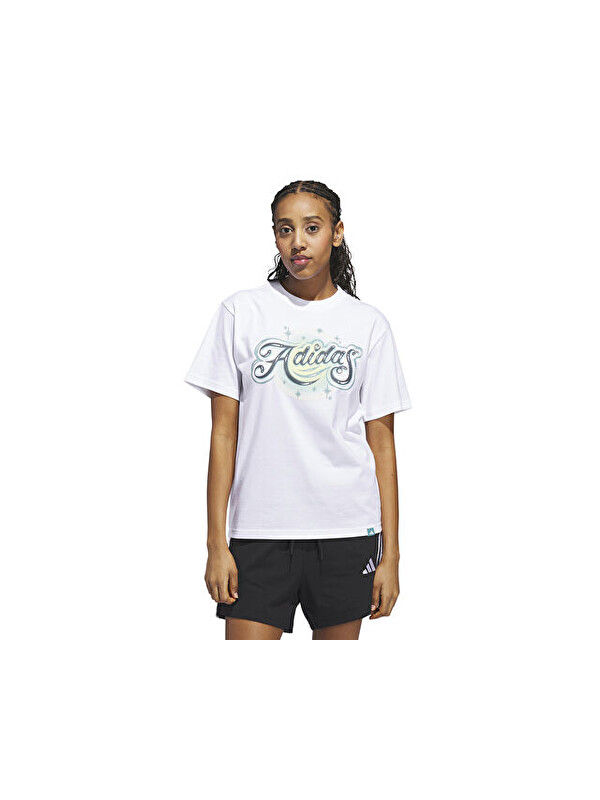 Adidas W Airbrush T Kadın Günlük Tişört JM1798 Beyaz