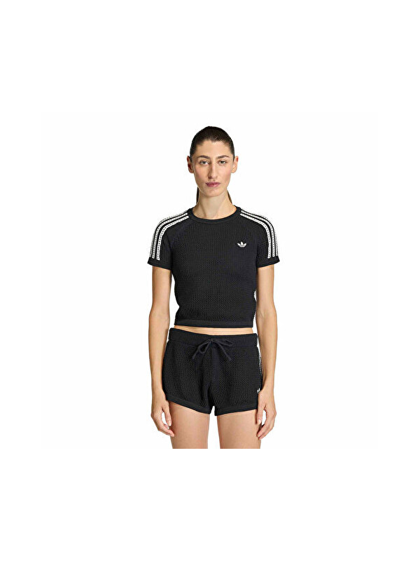 Adidas Crochet Tee Kadın Günlük Tişört KC6481 Siyah