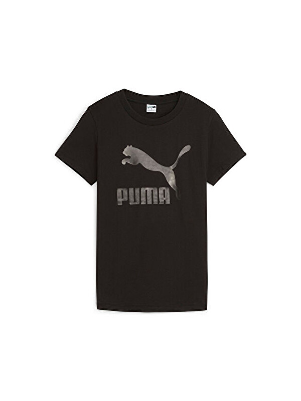 Puma Classics Shiny Logo Tee Kadın Günlük Tişört 62559701 Siyah