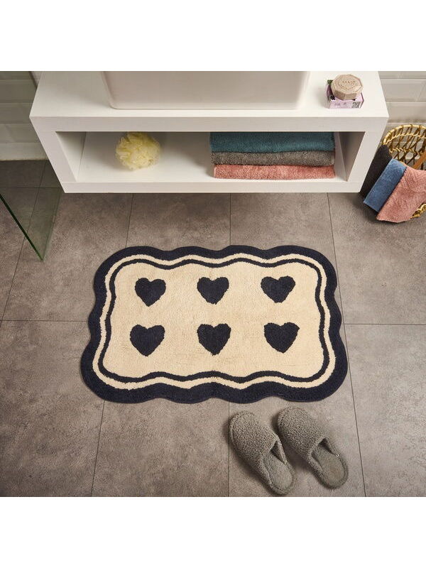 Evidea Soft Tufting Herz Banyo Paspası - Ekru - 60x90 cm