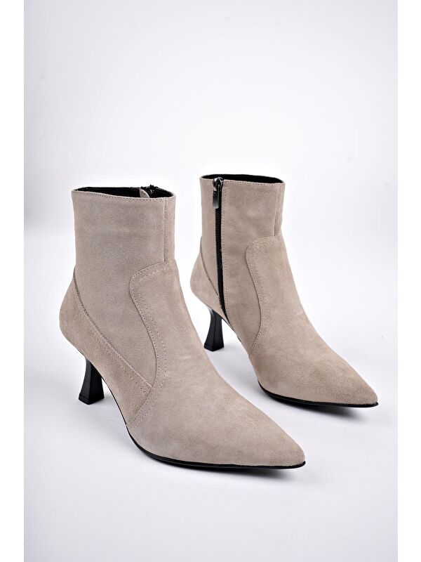 NATALİE Hakiki Deri Sivri Burun Fermuarlı İnce Topuklu Kadın Bot - Görsel 3