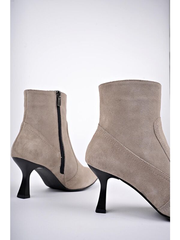 NATALİE Hakiki Deri Sivri Burun Fermuarlı İnce Topuklu Kadın Bot - Görsel 4