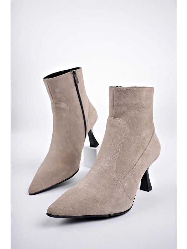 NATALİE Hakiki Deri Sivri Burun Fermuarlı İnce Topuklu Kadın Bot - Görsel 6