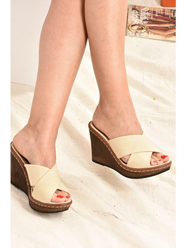 K674041005 Bej Kadın Terlik - Görsel 2