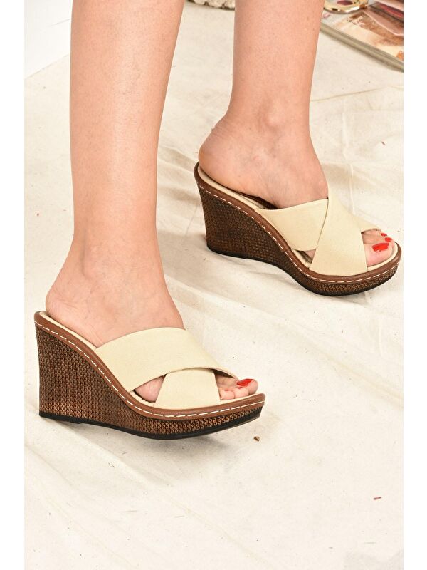 K674041005 Bej Kadın Terlik - Görsel 3