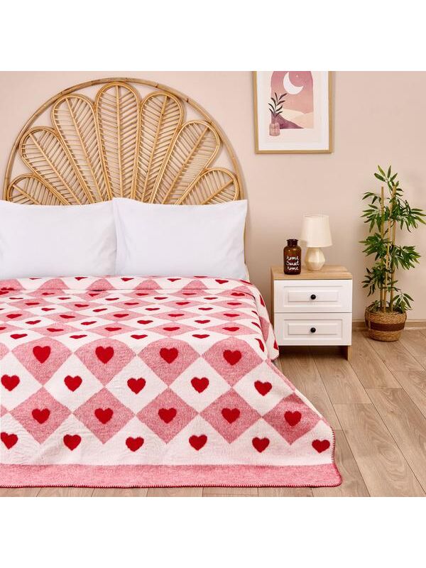 Evidea Soft Kalpli Pamuklu Tek Kişilik Battaniye - Kırmızı - 150x200 cm