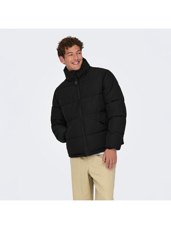 Only&Sons Pack Life Puffer Erkek Siyah Dik Yaka Mont
