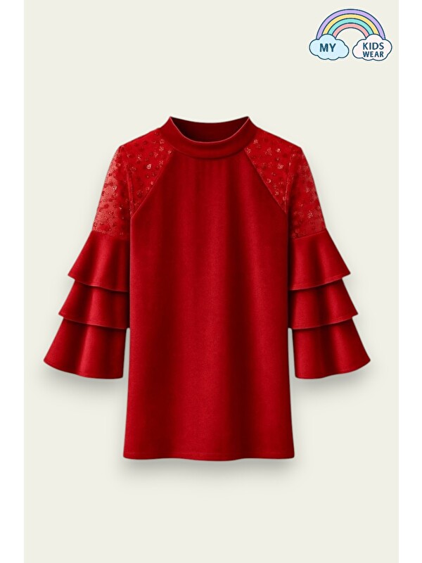 My Kids Wear Kız Çocuk Özel Günler İçin Kadife Çocuk Elbisesi 4-12 Yaş 12109