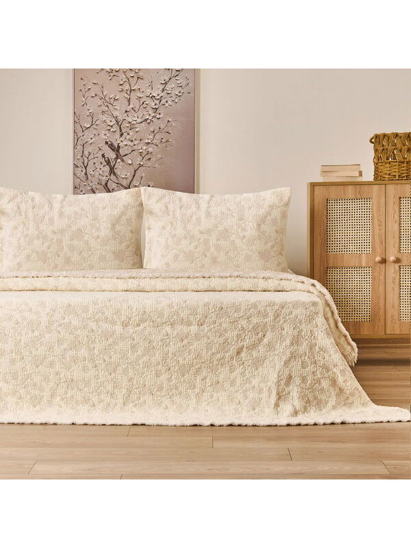 Evidea Soft Selimi Tek Kişilik Yatak Örtüsü Seti - Bej - 160x220 cm