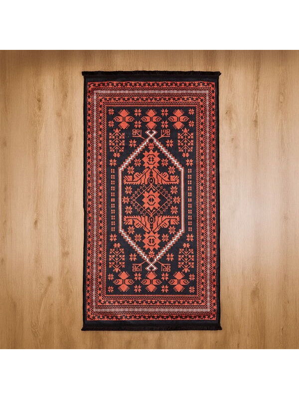 Evidea Soft Ruby Afgan Desenli Halı - Kırmızı - 80x150 cm
