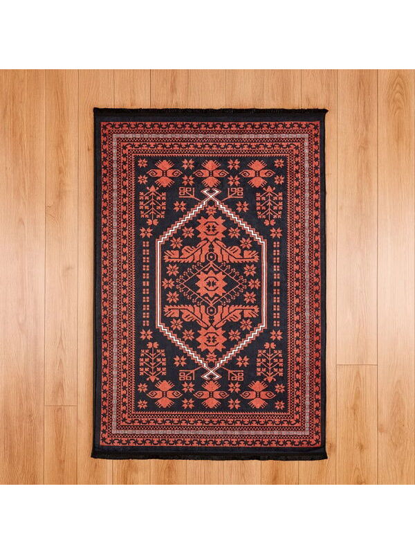 Evidea Soft Ruby Afgan Desenli Halı - Kırmızı - 120x180 cm