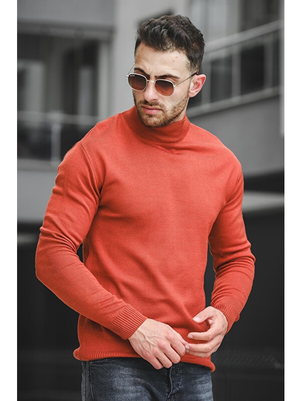 Oksit Pamuk Slim Fit Erkek Yarım Balıkçı Kazak