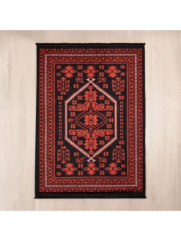 Evidea Soft Ruby Afgan Desenli Halı - Kırmızı - 160x230 cm