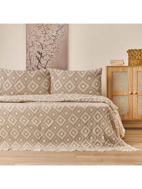 Evidea Soft Tamyr Çift Kişilik Yatak Örtüsü Seti - Bej - 230x250 cm