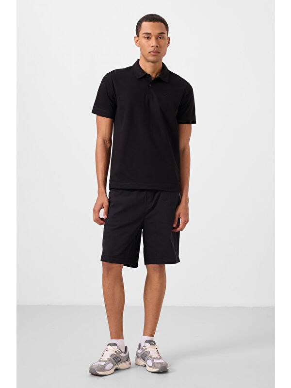 Tommylife Siyah Standart Fit Dokuma Hafif Esnek Chino Erkek Şort - 81293