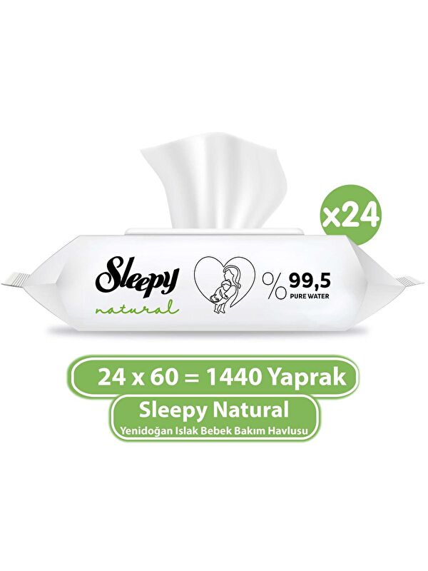 Sleepy Natural Yenidoğan Islak Bebek Bakım Havlusu 24x60 (1440 Yaprak)