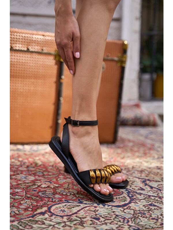 Aksesuarlı Sandalet Siyah - Görsel 5