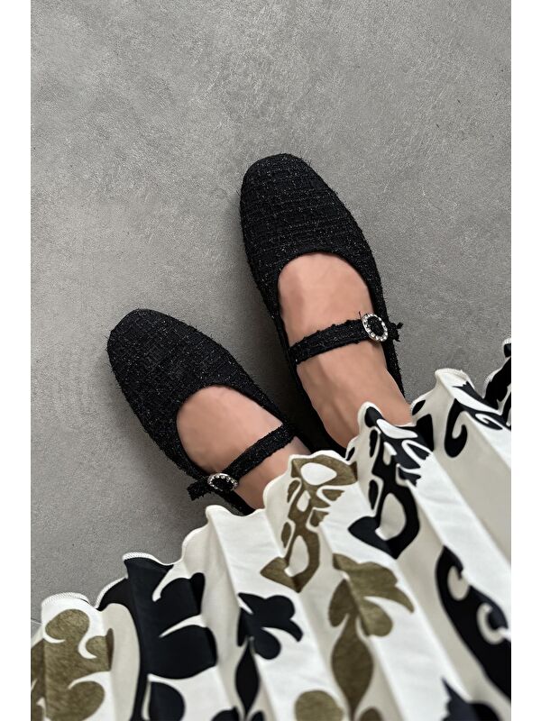 Straswans Siyah Straswans Berny Kemer Kadın Detay Keten Babet