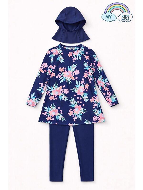 My Kids Wear Kız Çocuk Mayo 3’lü Takım (Üst + Tayt + Bone) 12566