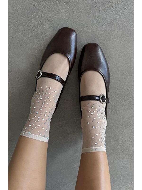 Straswans Kahverengi Straswans Berny Kemer Kadın Detay Kırışık Deri Babet