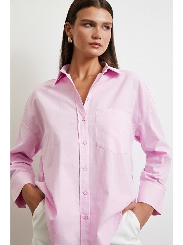 Never More Must Have Poplin Gömlek Pembe