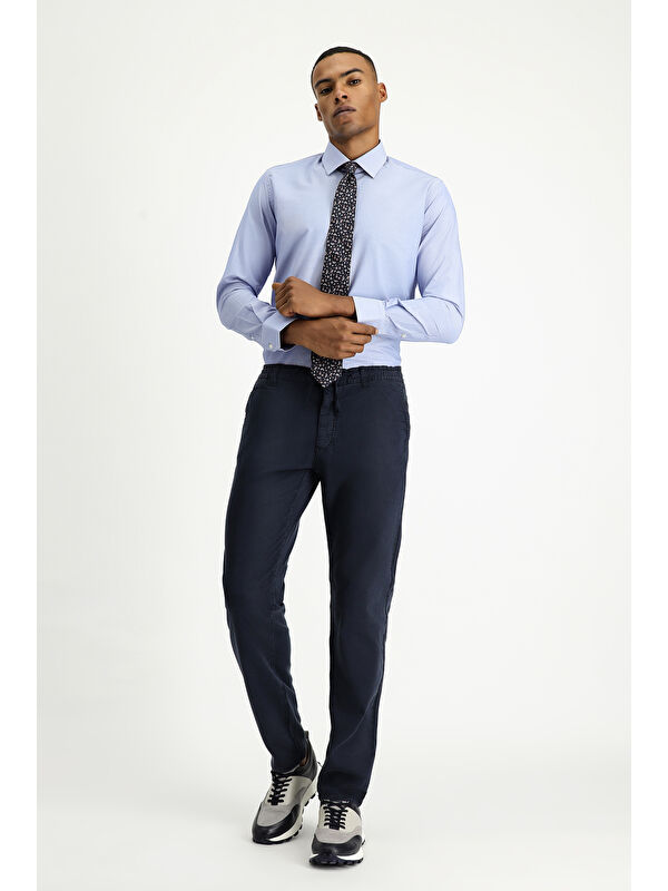Kiğılı Uzun Kol Slim Fit Dar Kesim Klasik Desenli Pamuklu Kolay Ütülenebilir Gömlek