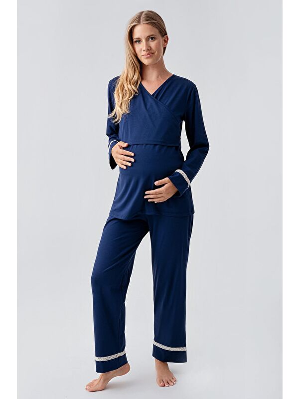 Artış Uzun Kollu Esnek Pamuklu Hamile Pijama Takım 18201