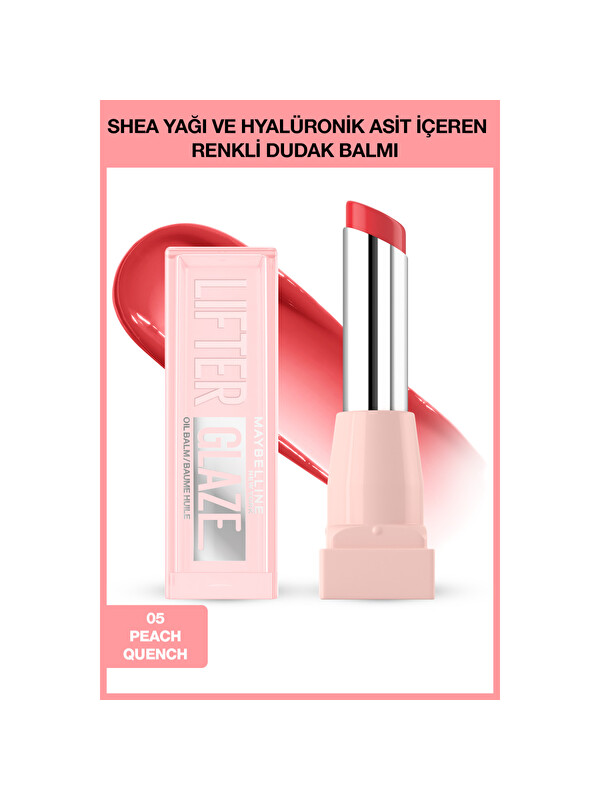 Maybelline New York Lifter Glaze Shea Yağı ve Hyalüronik Asit içeren Renkli Dudak Balmı - 05 Peach Q