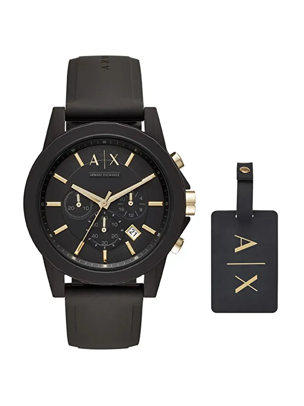 Armani Exchange AX7105 Erkek Kol Saati ve Valiz Etiketi Seti