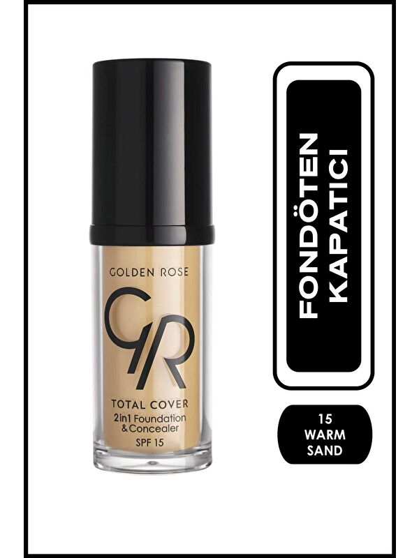 GOLDEN ROSE Total Cover 2in1 Foundation & Concealer No: 15 Warm Sand - Fondöten & Kapatıcı