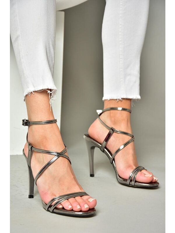 S9970663 Platin Kadın Topuklu Ayakkabı - Görsel 5