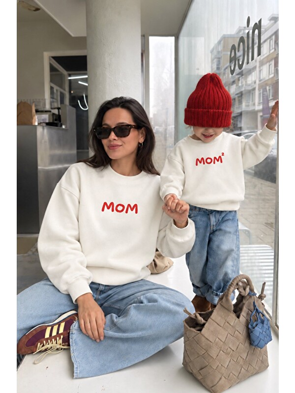 Monila Kadın Premium Kumaş 3 İplik Şardonlu Anne Baskılı Sweatshirt
