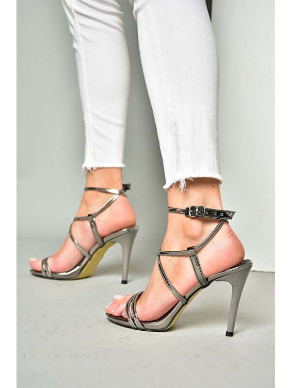 S9970663 Platin Kadın Topuklu Ayakkabı - Görsel 6