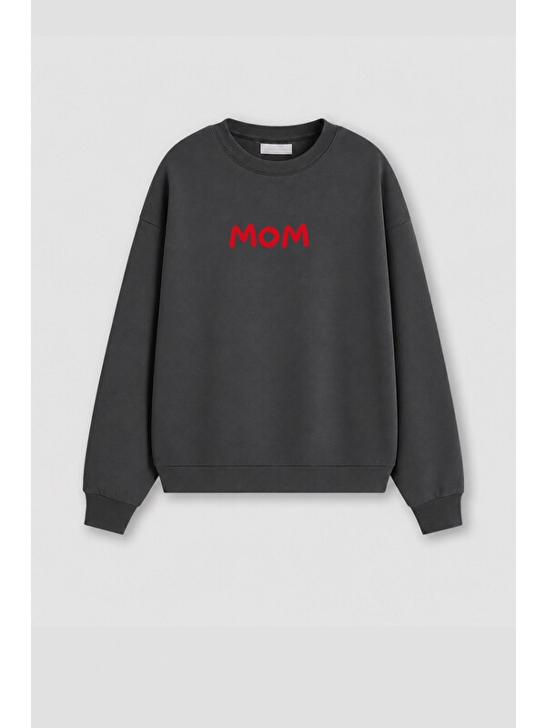 Monila Kadın Premium Kumaş 3 İplik Şardonlu Anne Baskılı Sweatshirt