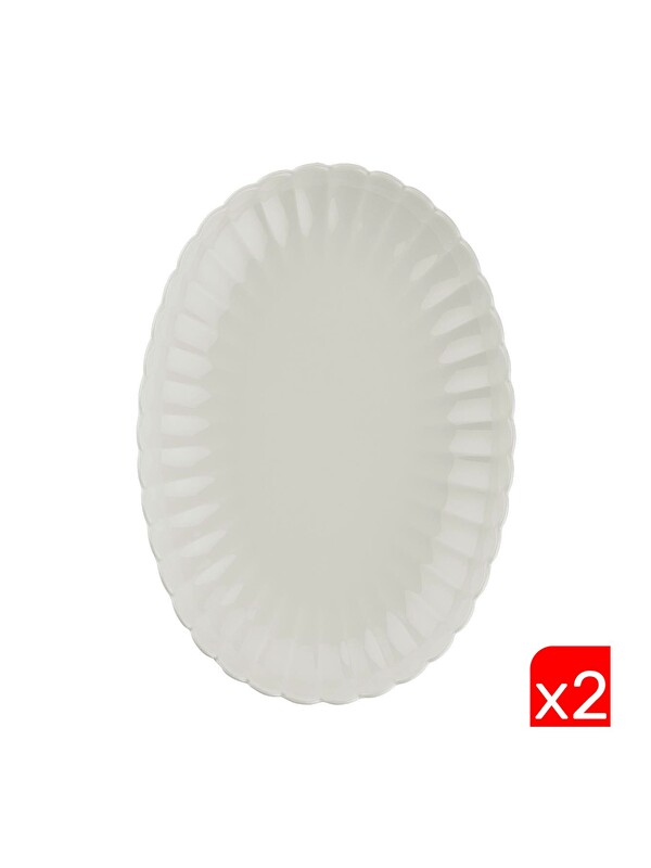 Kütahya Porselen Bone Luz Krem Kayık Tabak 28x19cm 2 li BNLZF28KY00