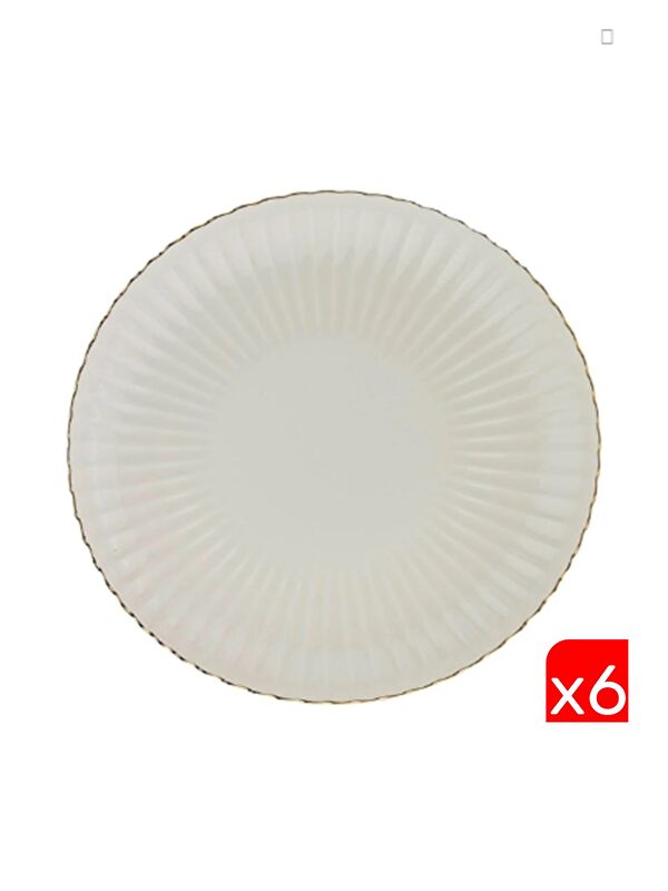 Kütahya Porselen Bone Luz Altın File Pasta Tabağı 21cm 6 lı