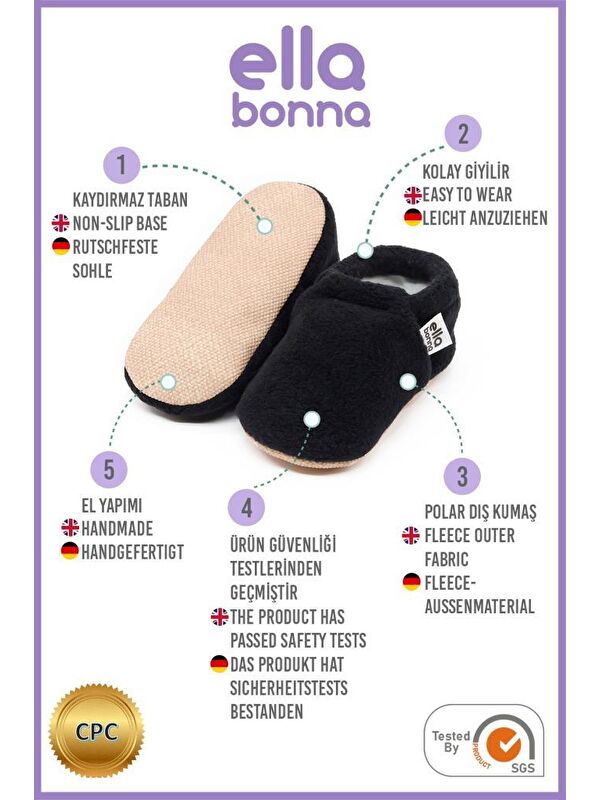 Polar Bebek Pandufu Ev Patiği, Kaydırmaz Taban, Organik Pamuk Astar Kreş Ayakkabısı - Görsel 4