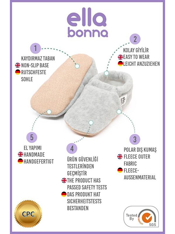 Polar Bebek Pandufu Ev Patiği, Kaydırmaz Taban, Organik Pamuk Astar Kreş Ayakkabısı - Görsel 4