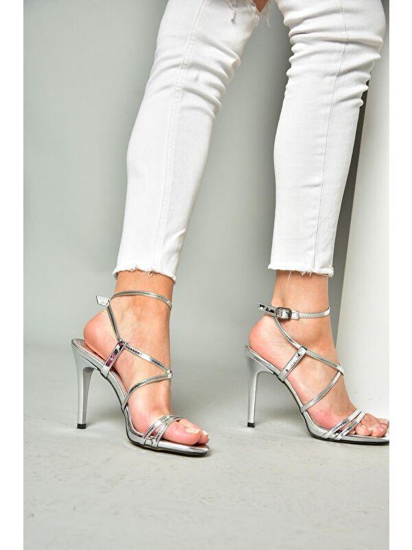 S9970663 Gümüş Kadın Topuklu Ayakkabı - Görsel 5