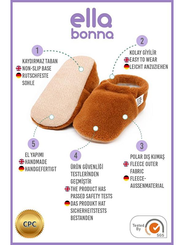 Polar Bebek Pandufu Ev Patiği, Kaydırmaz Taban, Organik Pamuk Astar Kreş Ayakkabısı - Görsel 4