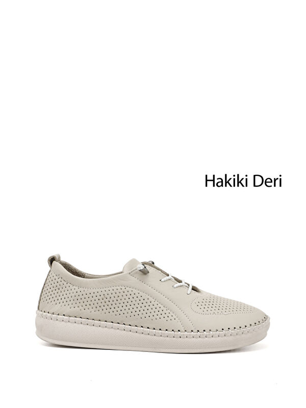 GÖNDERİ(R) Kadın BEJ-CAMEL Lastik Bağcıklı Hakiki Deri Comfort Ayakkabı