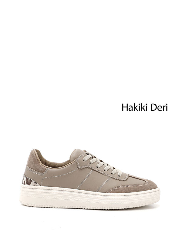 GÖNDERİ(R) Kadın BEJ-VİZON Lastik Bağcıklı Hakiki Deri Sneaker