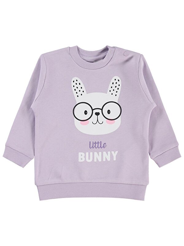 Civil Baby Little Bunny Baskılı 6-18 Ay Sweatshirt - Lila 9-12 Ay