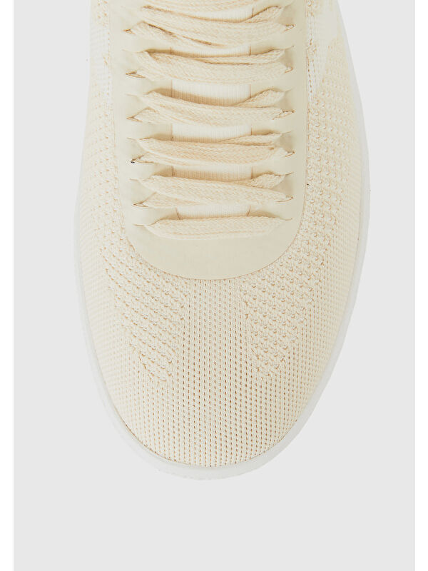 Kadın Krem Önü ve Arkası Logo Detaylı Renkli Bağcıklı Sneaker - Görsel 5