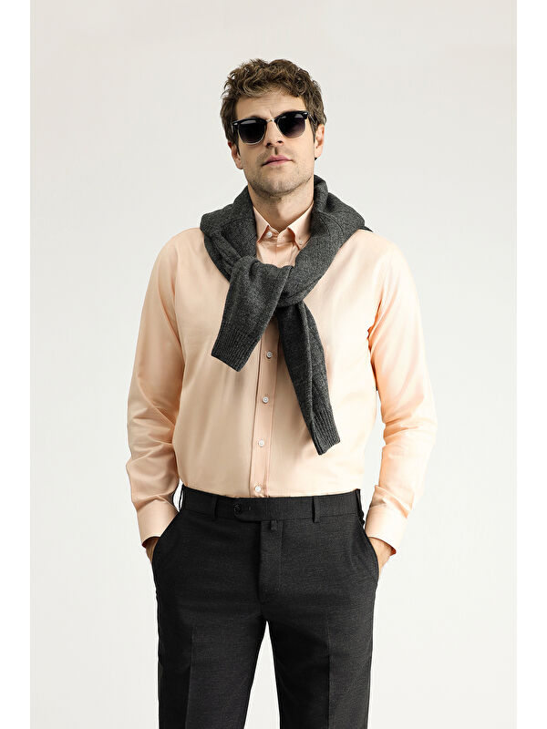 Kiğılı Uzun Kol Slim Fit Dar Kesim Oxford Pamuk Düğmeli Yaka %100 Pamuk Gömlek