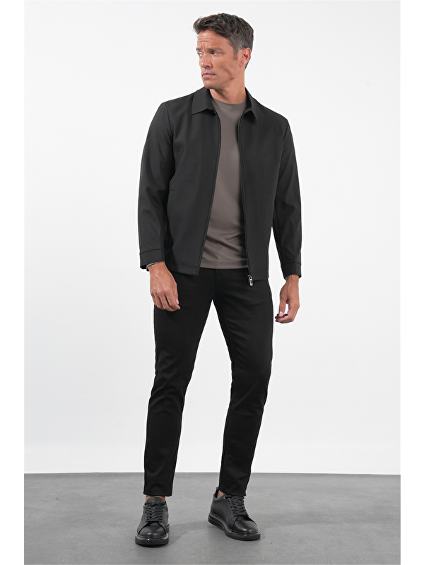 İMZA Siyah Berberi Yaka Slim Fit Ceket 1007260155