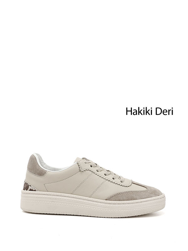 GÖNDERİ(R) Kadın BEJ-CAMEL Lastik Bağcıklı Hakiki Deri Sneaker